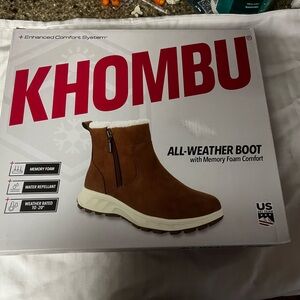 Khombu Water Repellent Ankle Boots with memory foam & faux fur trim
